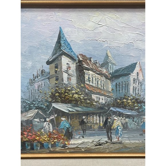 Vintage Burnett Oil Painting Paris Street Scene City Scene - Picture 4 of 8